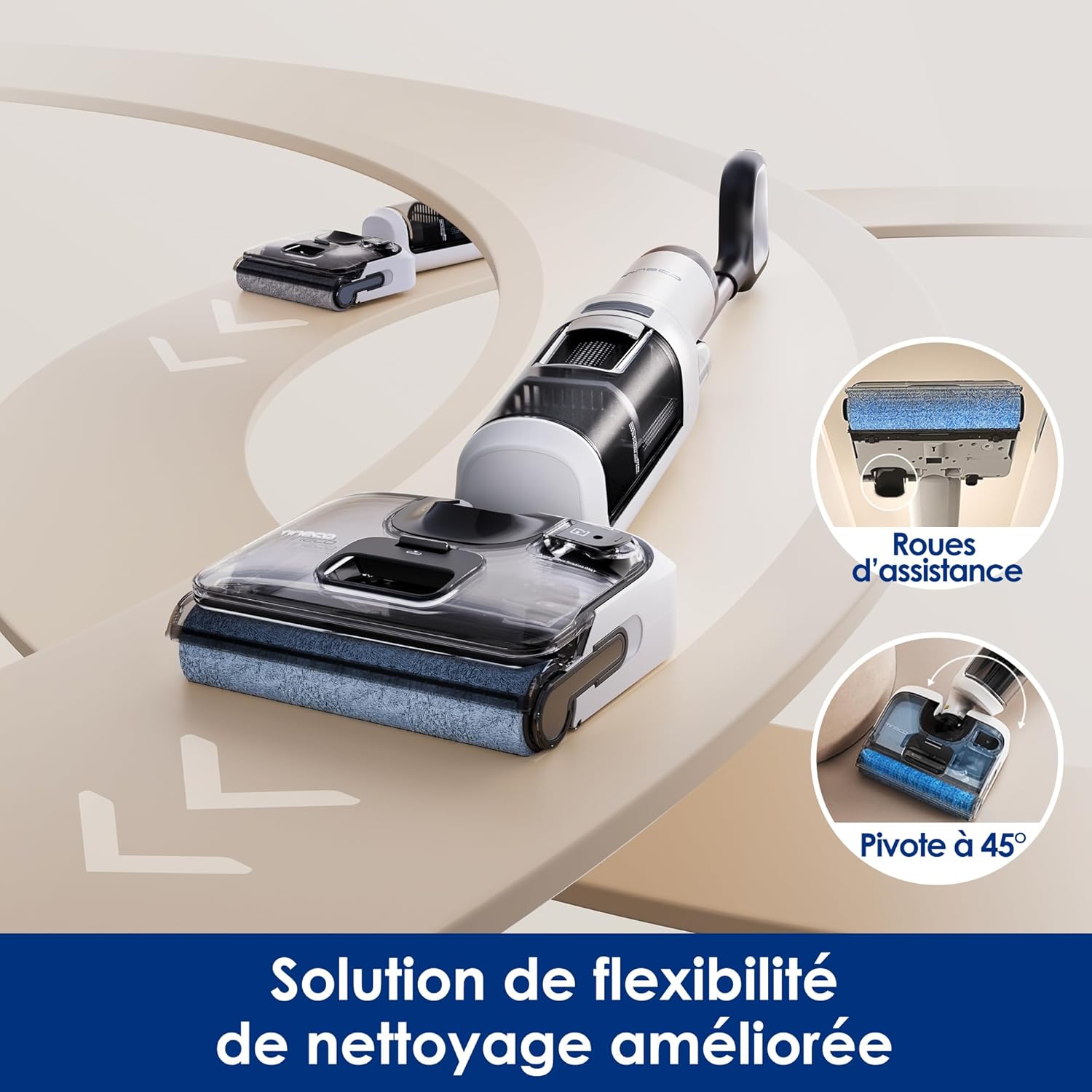 Tineco Floor One Stretch S6 Aspirateur Eau et Poussière Laveur de Sols, Conception Plate à 180°, Hauteur compacte de 13 cm, Auto-Nettoyage Flashdry à 70℃ en 5 Min, Nettoyage des Bords sur Trois Faces