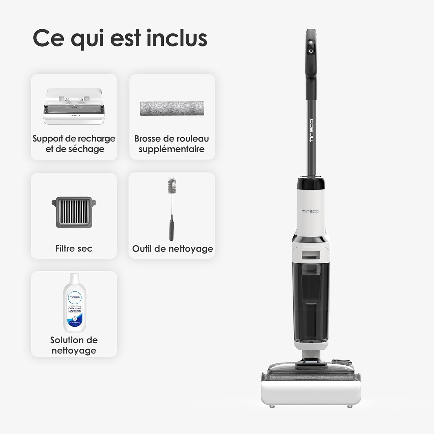 Tineco Floor One Stretch S6 Aspirateur Eau et Poussière Laveur de Sols, Conception Plate à 180°, Hauteur compacte de 13 cm, Auto-Nettoyage Flashdry à 70℃ en 5 Min, Nettoyage des Bords sur Trois Faces