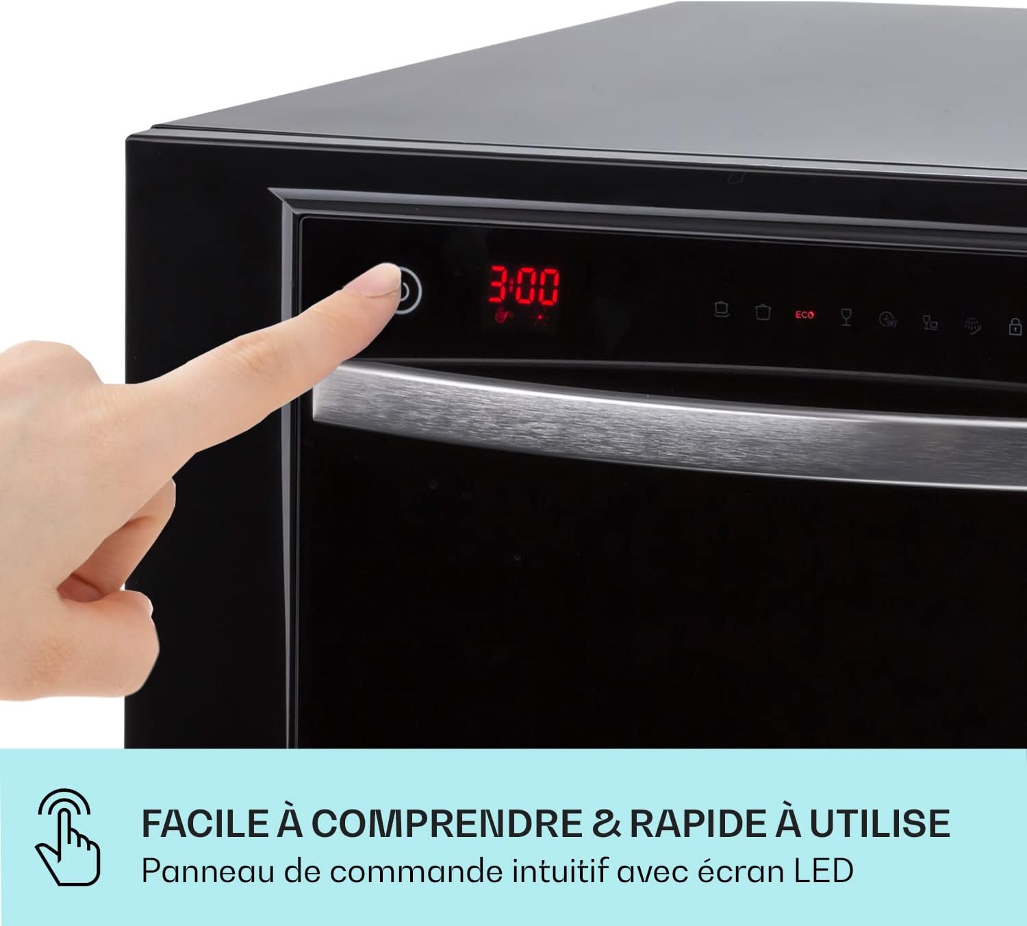 Klarstein Mini Lave Vaisselle de Table de 8 Couvert, Silencieux, 6 Programmes de Lavage, Portable, Facile à Installer pour la Maison et Bureau