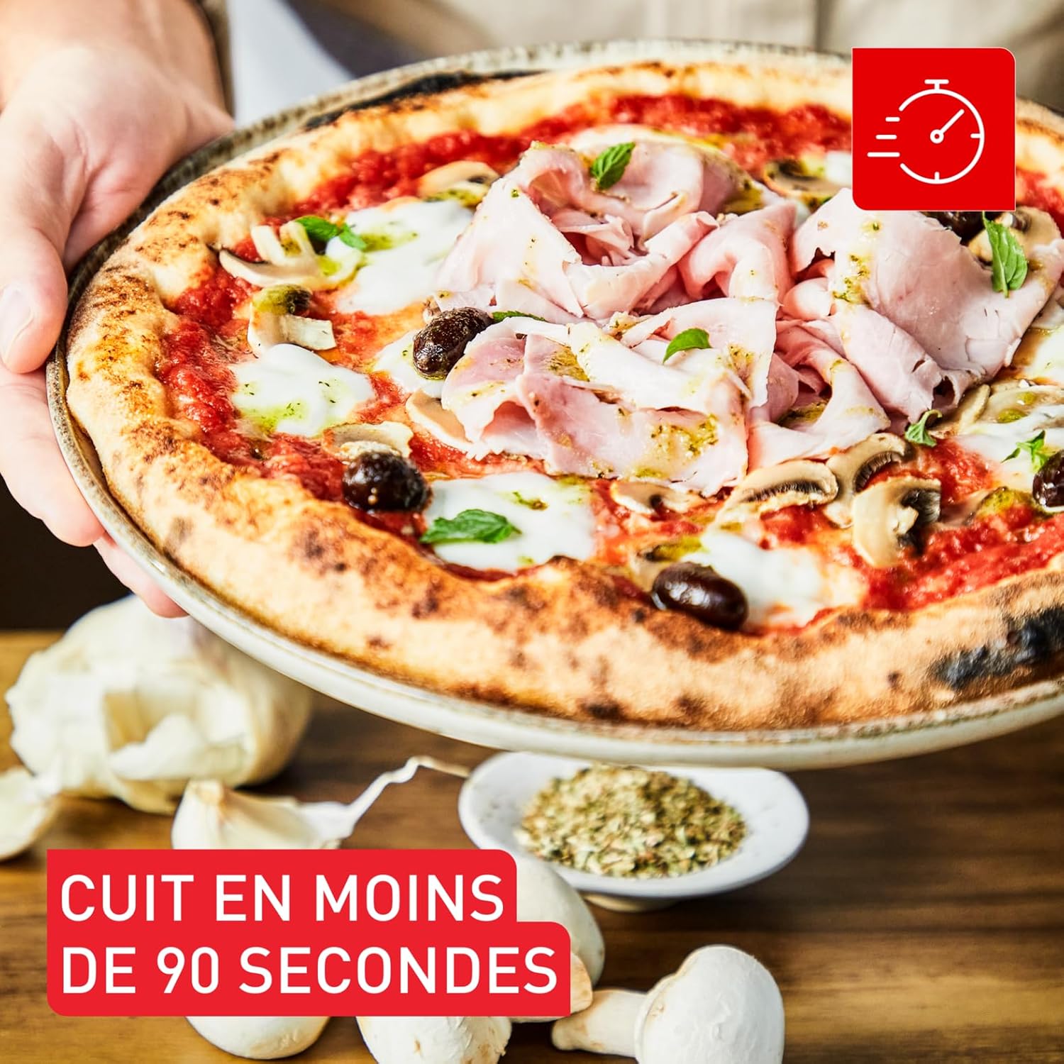 Tefal Pizza Pronto, Four à pizza maison, Four à pizza à gaz, Pierre rotative à 360° à l'intérieur, Pizza de 30 cm max, Cuisson Rapide, Application gratuite JM412010