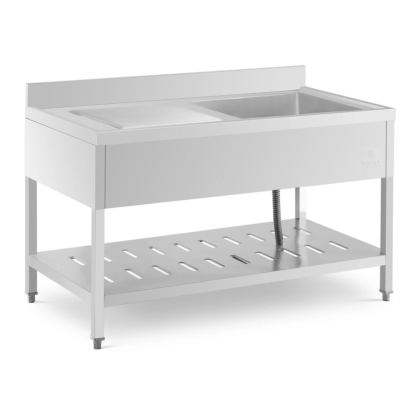 vier professionnel inox plonge professionnelle sur pied (dimensions : 140 x 70 cm, bac : 510x520x245mm, acier inoxydable) 14_0005013