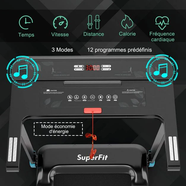 Tapis de course electrique tapis de fitness pliable pour maison avec application de contrle bleu 20_0009499