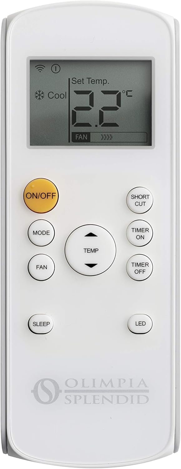 Olimpia Splendid-02265 Dolceclima Compact 8X- Climatiseur portable 3-en-1 : Refroidissement, ventilation, déshumidification, 8 000 Btu/H, 2.1 Kw, Gaz R290, blanc-pour les pièces jusqu'à 60m³