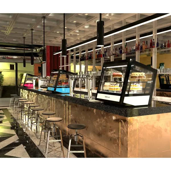 Vitrine Réfrigérée QBO Noire 620×670×670(h)mm | 1/2/3 Niveaux | Froid Ventilé + Éclairage RGB | SAYL