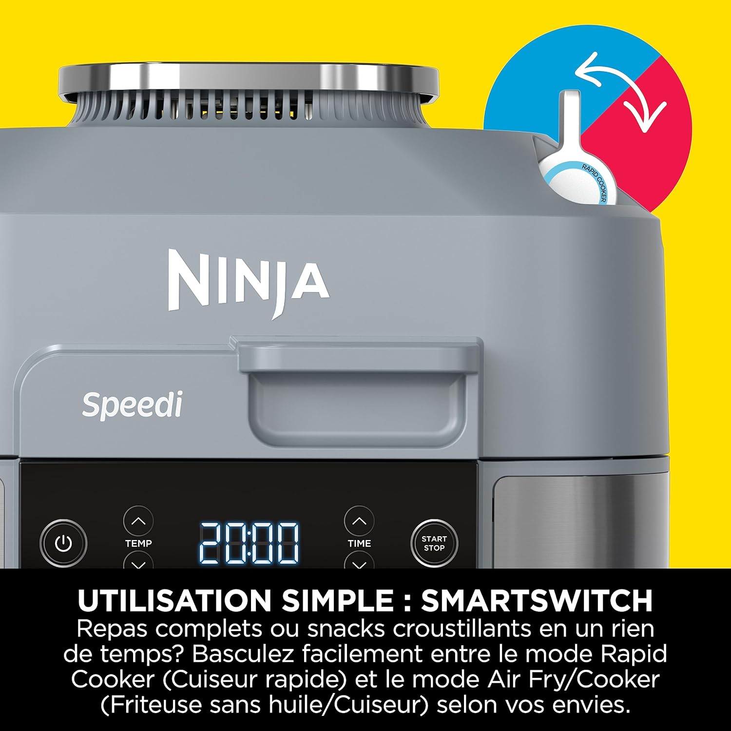 Ninja Combi 12-en-1 Multicuiseur, Four, Autocuiseur et Friteuse sans huile, 12 Fonctions de Cuisson, Repas de Taille Familiale en 15 Minutes, avec Plateau de Cuisson, Guide de Recettes, Gris, SFP700EU