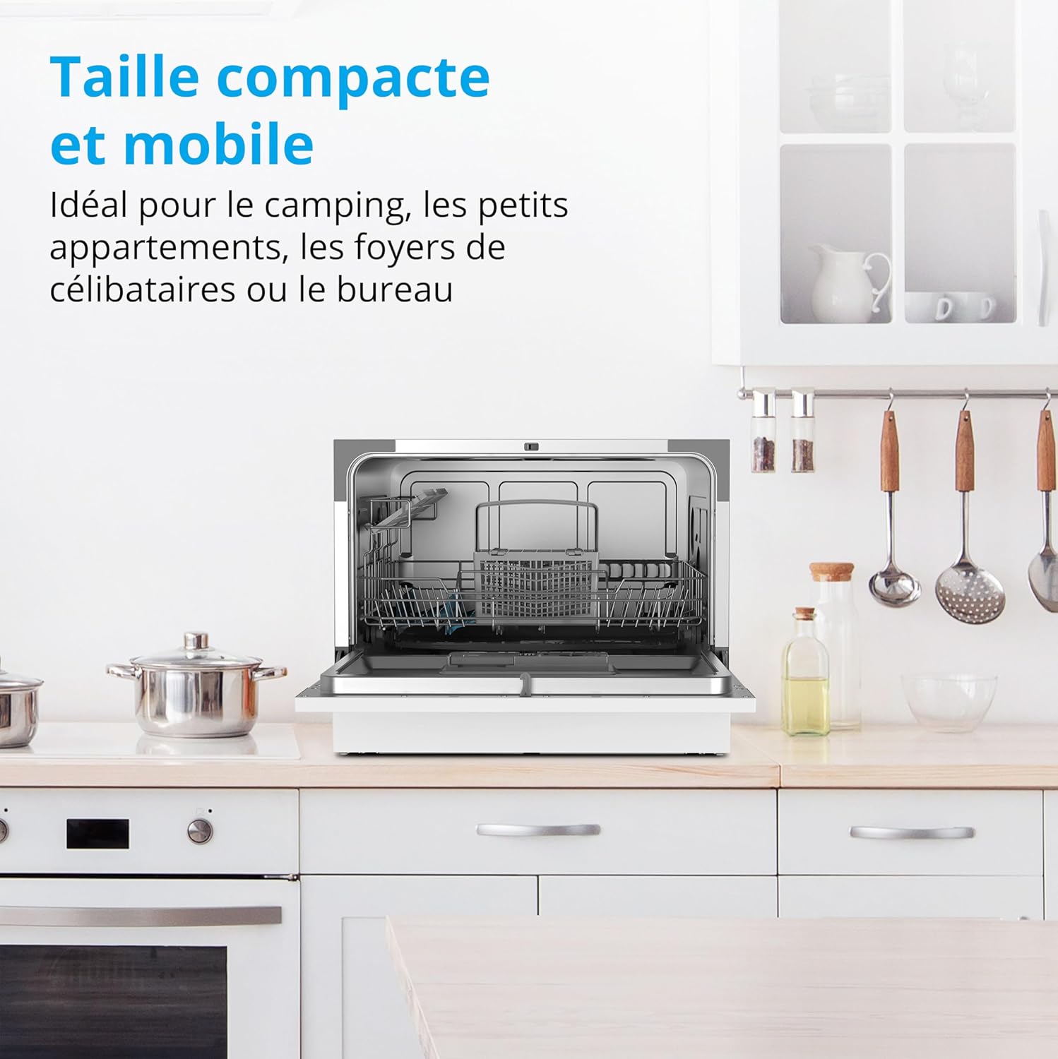 MEDION Lave-vaisselle de table (capacité 6 couverts, 7 programmes de nettoyage, affichage LED, 47 dB, MD37496) blanc