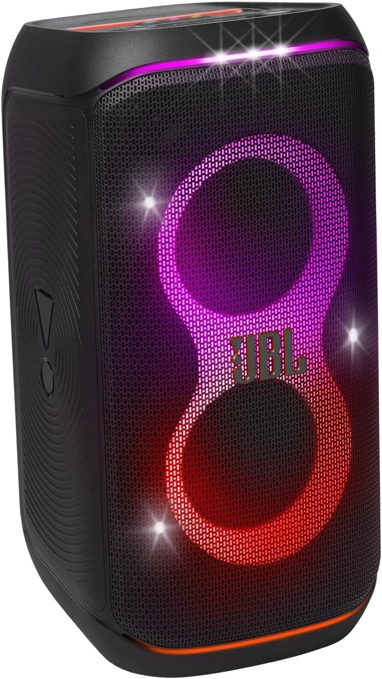 JBL PartyBox Club 120, Enceinte portable de soirée, poignée pliable ergonomique, jeu de lumières, 12 heures d'autonomie, résistante aux éclaboussures IPX4, noir, Prise européenne (Type C)