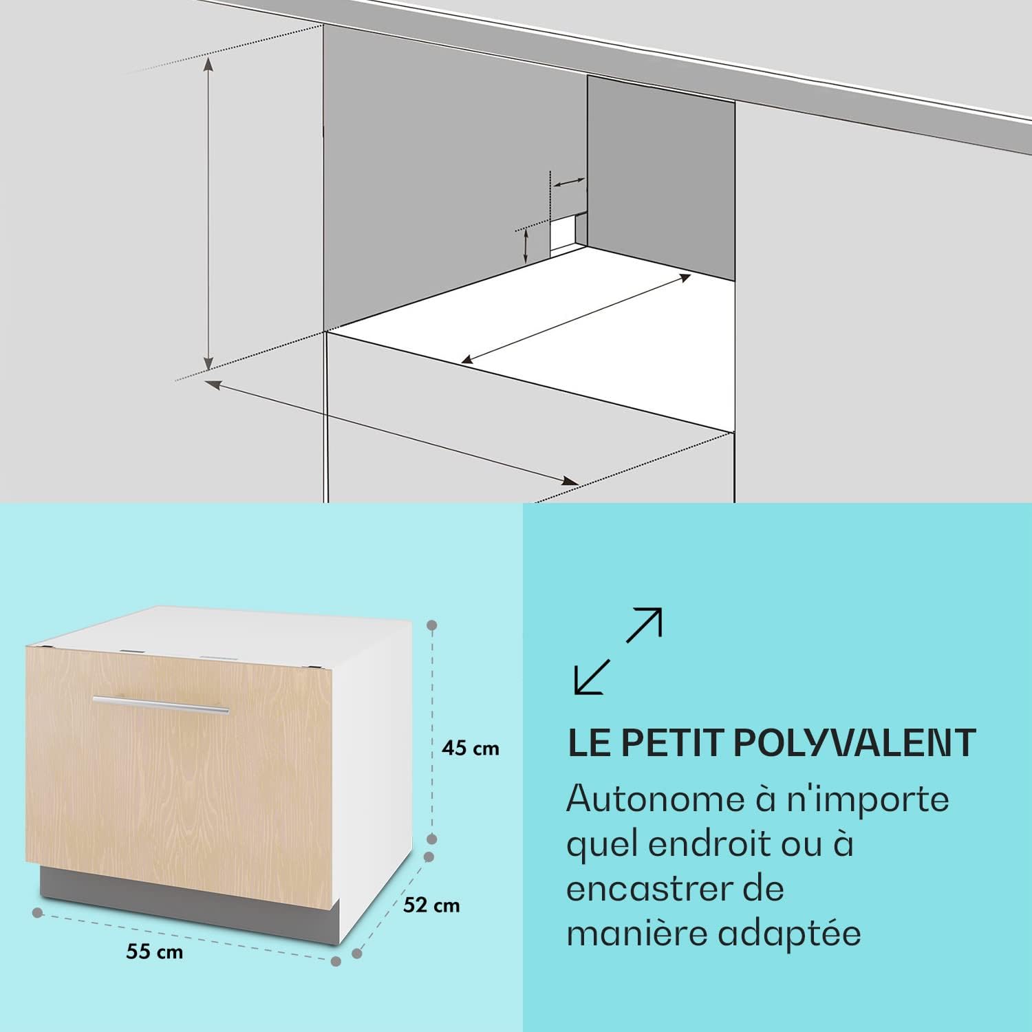 Klarstein Mini Lave Vaisselle de Table de 8 Couvert, Silencieux, 6 Programmes de Lavage, Portable, Facile à Installer pour la Maison et Bureau