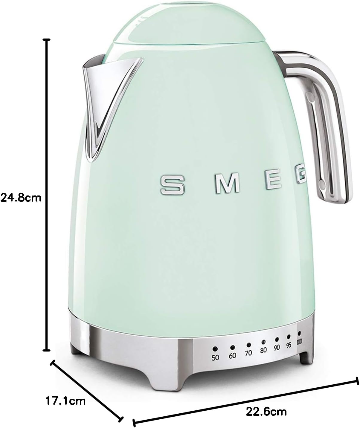 Smeg, Bouilloire à Température Variable KLF04BLEU 1,7 L, Plusieurs Température, Filtre Anticalcaire Lavable, Arrêt Automatique de Sécurité, Indicateur de Niveau d'Eau, Range Câble, 2400W, Noir