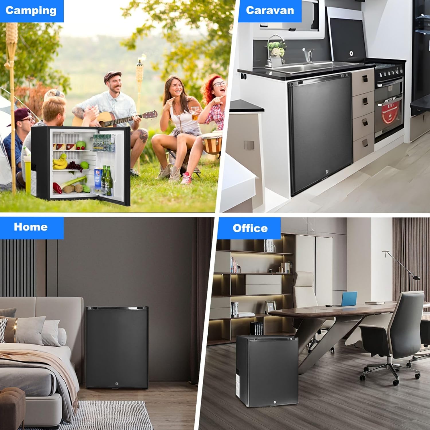 SMETA Frigo 12V, Réfrigérateur Camping 12V 220V 40L, Frigo Caravane, Mini Frigo de Chambre, Frigo 12V Camping Car, Réfrigérateur pour Voiture, Van, Fourgon, Bureau, Gîte - Noir