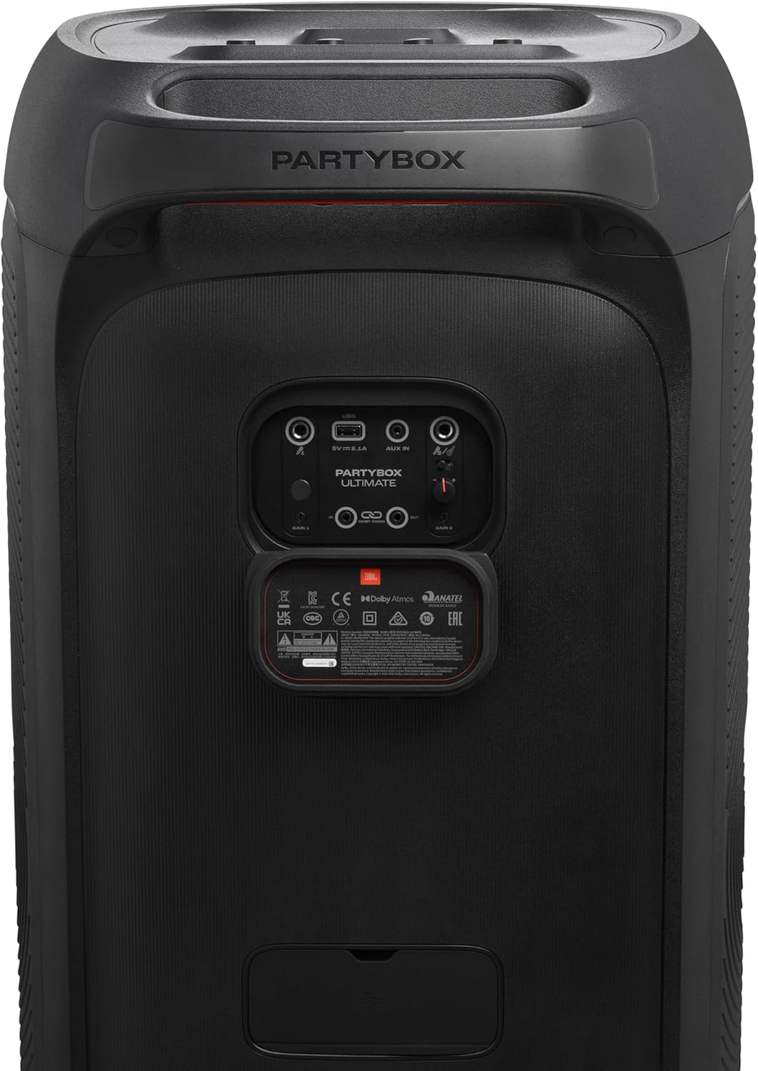 JBL PartyBox Club 120, Enceinte portable de soirée, poignée pliable ergonomique, jeu de lumières, 12 heures d'autonomie, résistante aux éclaboussures IPX4, noir, Prise européenne (Type C)