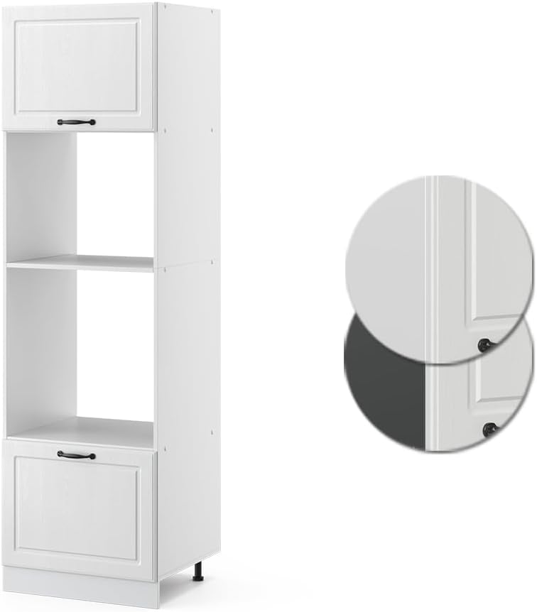 Vicco Armoire Micro-Ondes R-Line, Blanc Campagne/Blanc, 60 cm