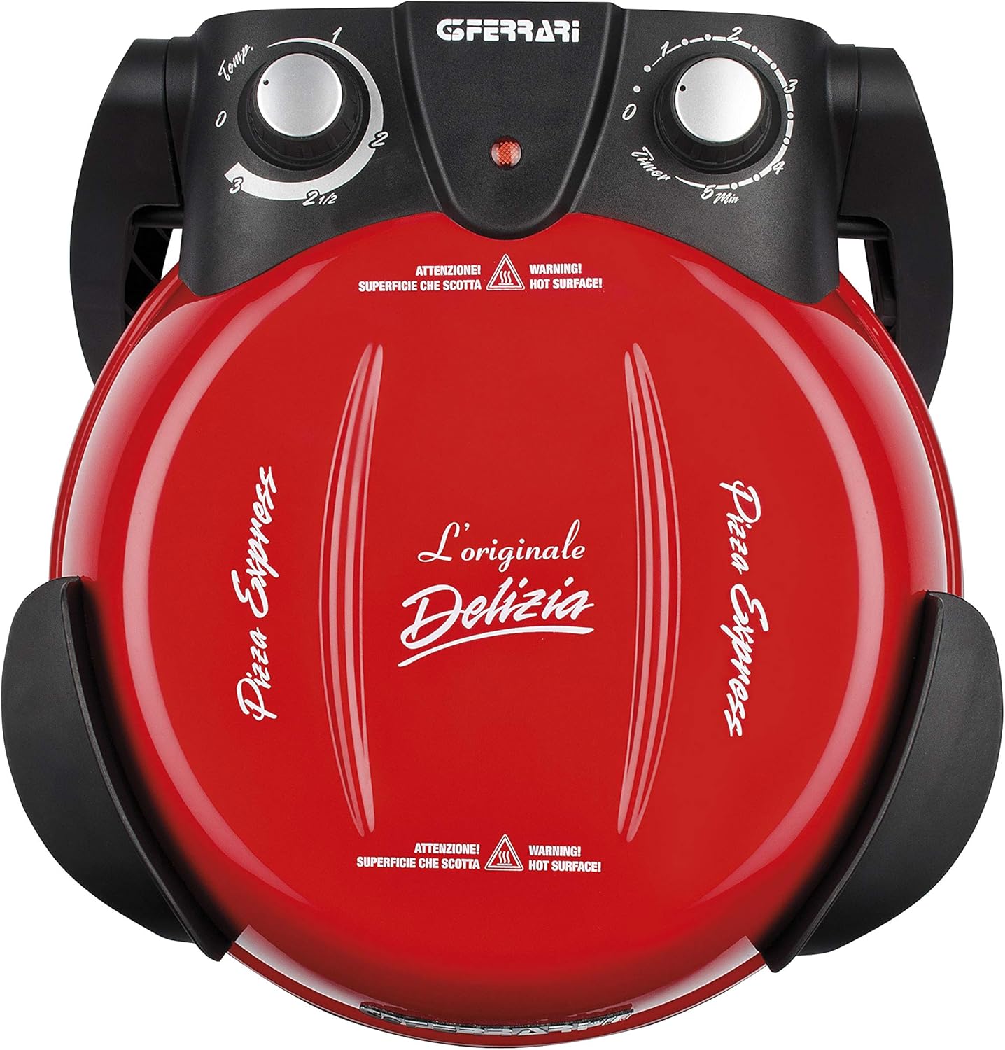 G3 Ferrari G10006 Pizza Exprimer Plaisir, Four Pizza, 1200 W, 400°C, Pierre Réfractaire (diamètre 31 cm), Minuteur 5', Livre de Recettes inclus, Noir