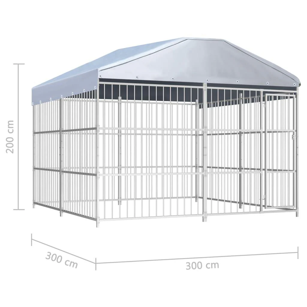 Chenil extérieur cage enclos parc animaux chien d'extérieur avec toit pour chiens 300 x 300 x 200 cm 02_0000328