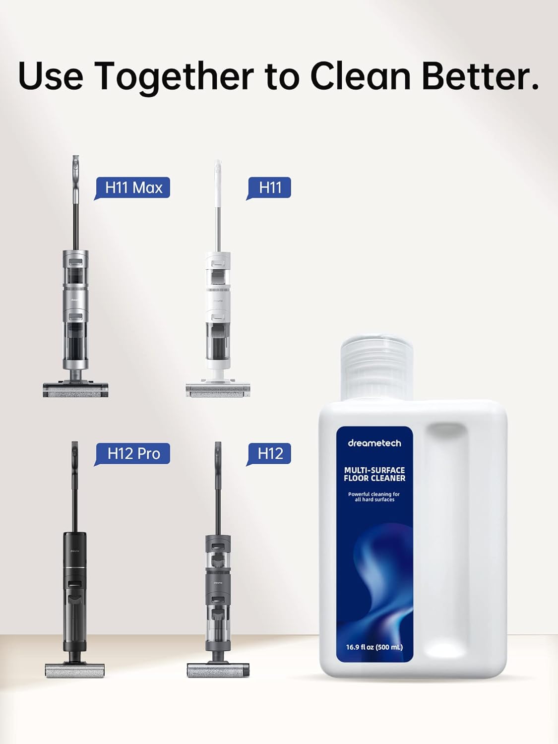 DREAME H14 Pro Aspirateur Laveur Sec Et Humide, Design Plat à 180°, Nettoyage de la Brosse à 60 °C, Séchage en 5min, Distribution Automatique de la Solution, Contrôle par Application, 18 kPa