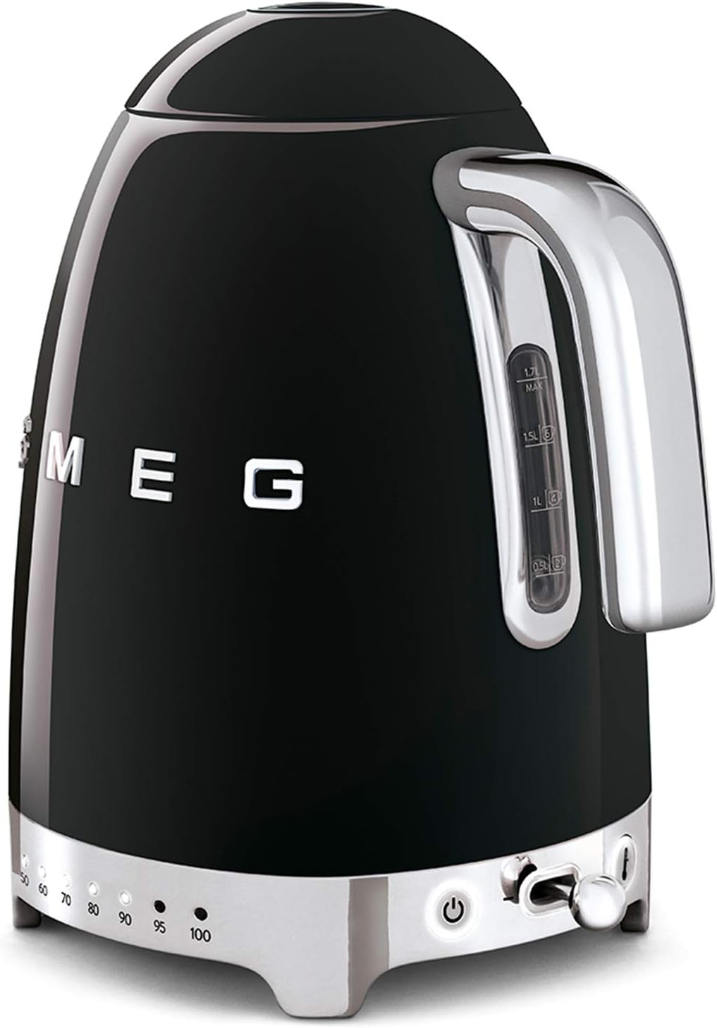 Smeg, Bouilloire à Température Variable KLF04BLEU 1,7 L, Plusieurs Température, Filtre Anticalcaire Lavable, Arrêt Automatique de Sécurité, Indicateur de Niveau d'Eau, Range Câble, 2400W, Noir