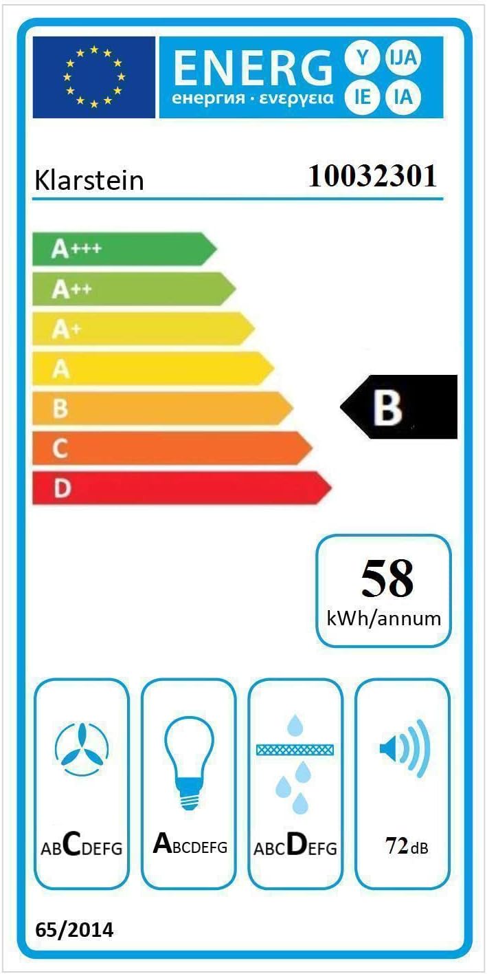 KLARSTEIN Barett - hotte aspirante îlot, hotte aspirante silencieuse Ø 35cm, Puissance Moteur 190W, 560 m³/h Max, 3 Niveaux de Puissance, éclairage LED, INOX - Argent