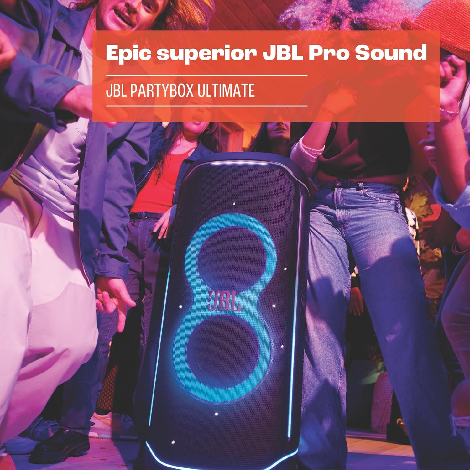JBL PartyBox Club 120, Enceinte portable de soirée, poignée pliable ergonomique, jeu de lumières, 12 heures d'autonomie, résistante aux éclaboussures IPX4, noir, Prise européenne (Type C)