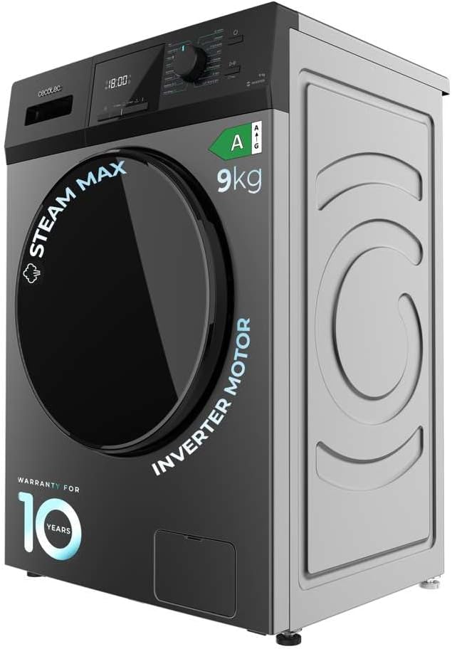 Cecotec Lavadora 8 Kg Carga Frontal Bolero Dresscode 8500 Inverter A. 1900 W, 1400 rpm, Motor Inverter Plus, Bajo Consumo, 16 Programas, SteamMax, Delay Start, Blanco