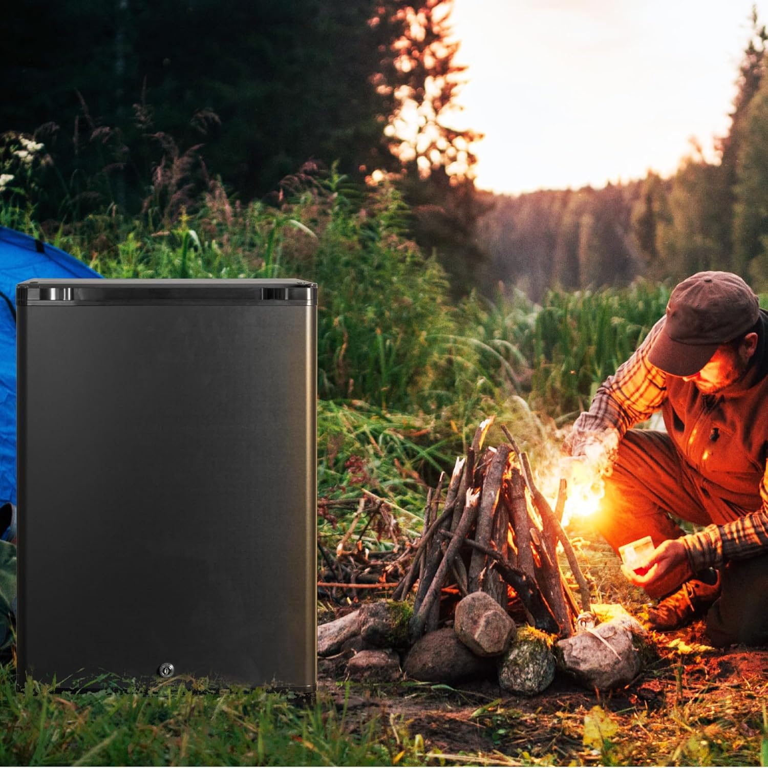 SMETA Frigo 12V, Réfrigérateur Camping 12V 220V 40L, Frigo Caravane, Mini Frigo de Chambre, Frigo 12V Camping Car, Réfrigérateur pour Voiture, Van, Fourgon, Bureau, Gîte - Noir