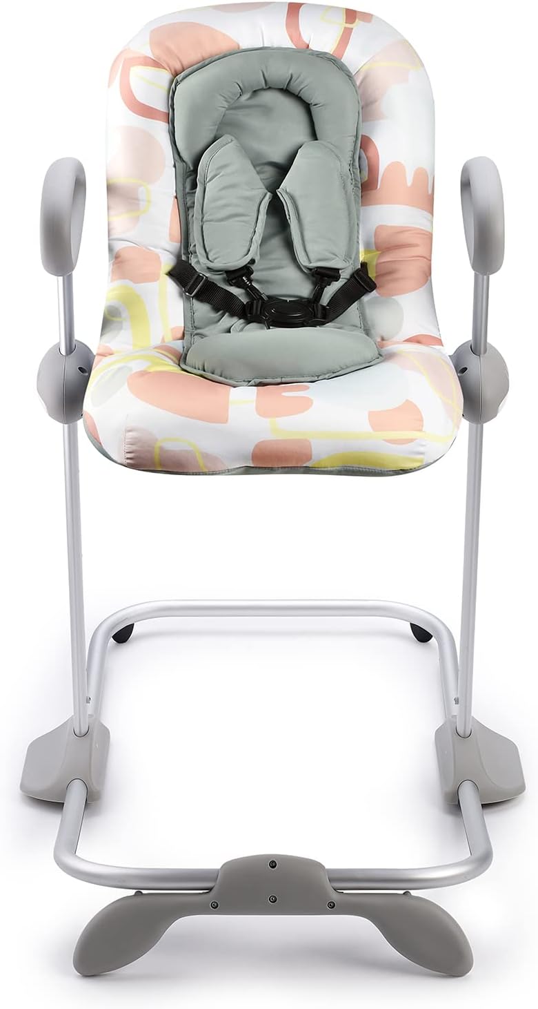 Béaba, Transat Up & Down IV, Transat Réglable en Hauteur, Unisexe pour Bébé et Enfants, 3 Positions d'Inclinaison, Harnais Sécurité 5 Points, Réducteur de Naissance, Gris minéral et miel