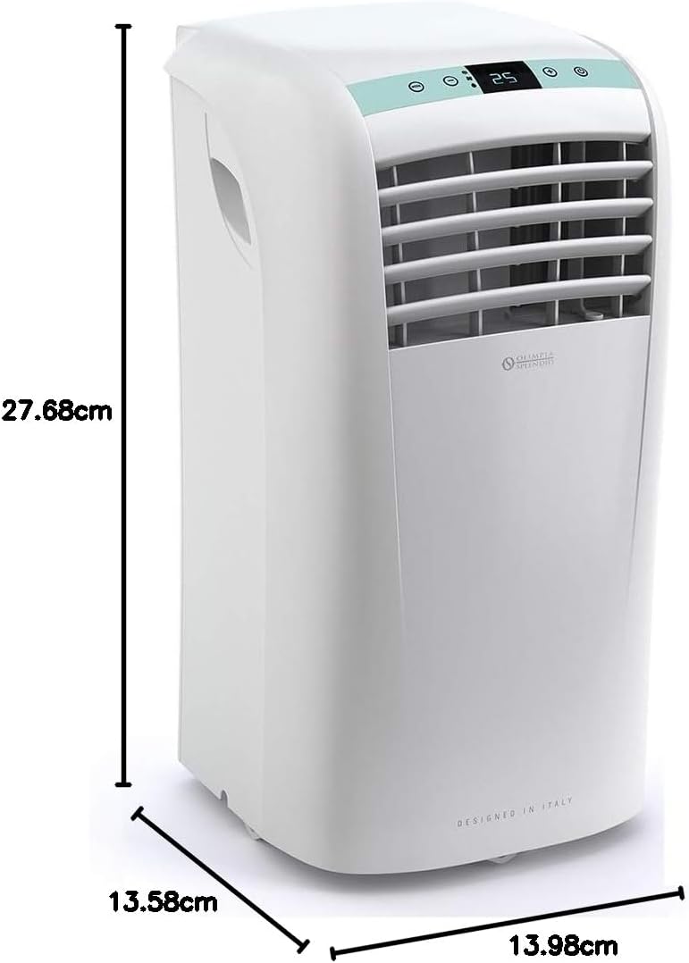 Olimpia Splendid-02265 Dolceclima Compact 8X- Climatiseur portable 3-en-1 : Refroidissement, ventilation, déshumidification, 8 000 Btu/H, 2.1 Kw, Gaz R290, blanc-pour les pièces jusqu'à 60m³