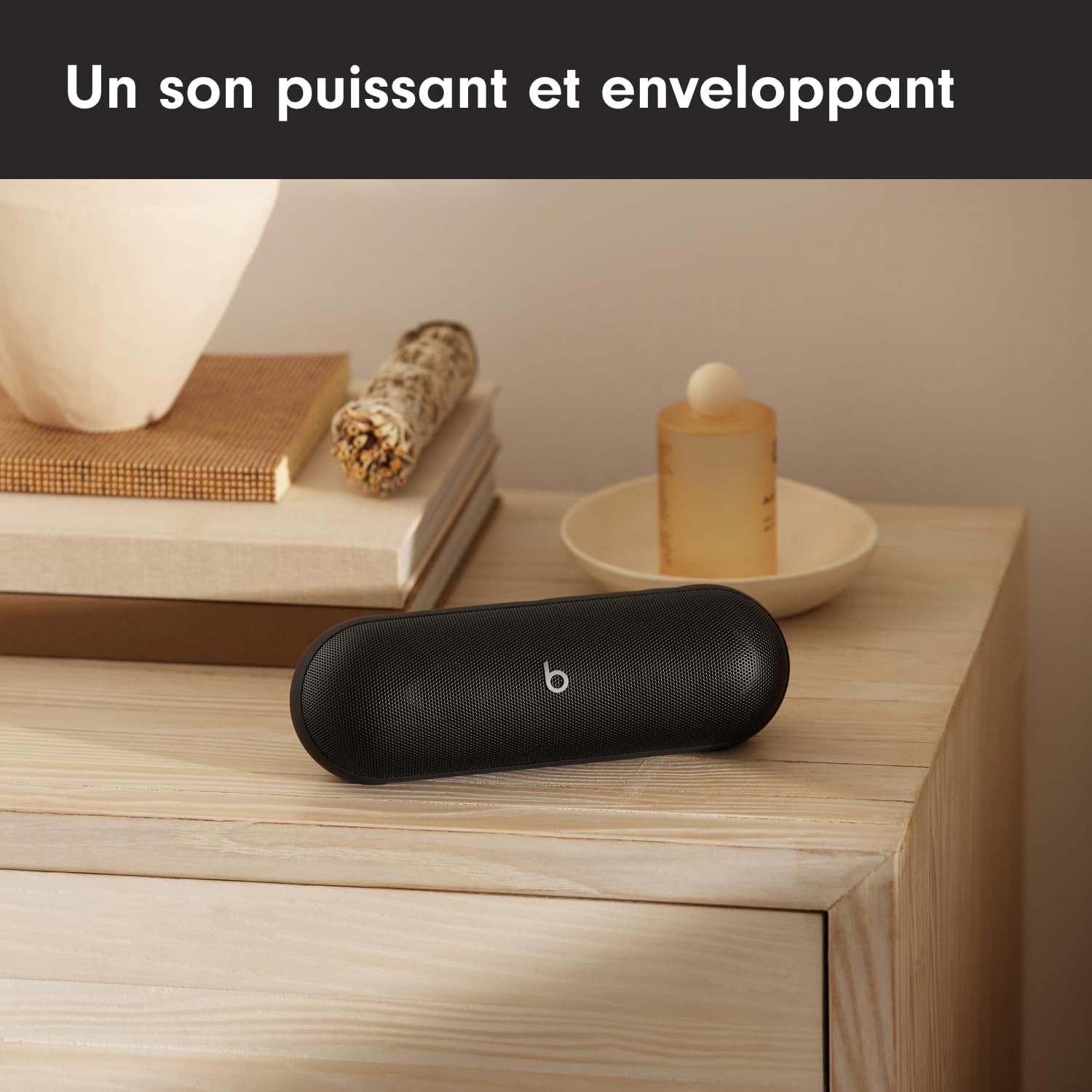 Beats Pill – Enceinte sans Fil Bluetooth et Recharge Mobile Via USB-C – Jusqu'à 24 Heures d'autonomie, résistance à l'eau (IP67), compatibilité Apple et Android, Microphone intégré – Champagne
