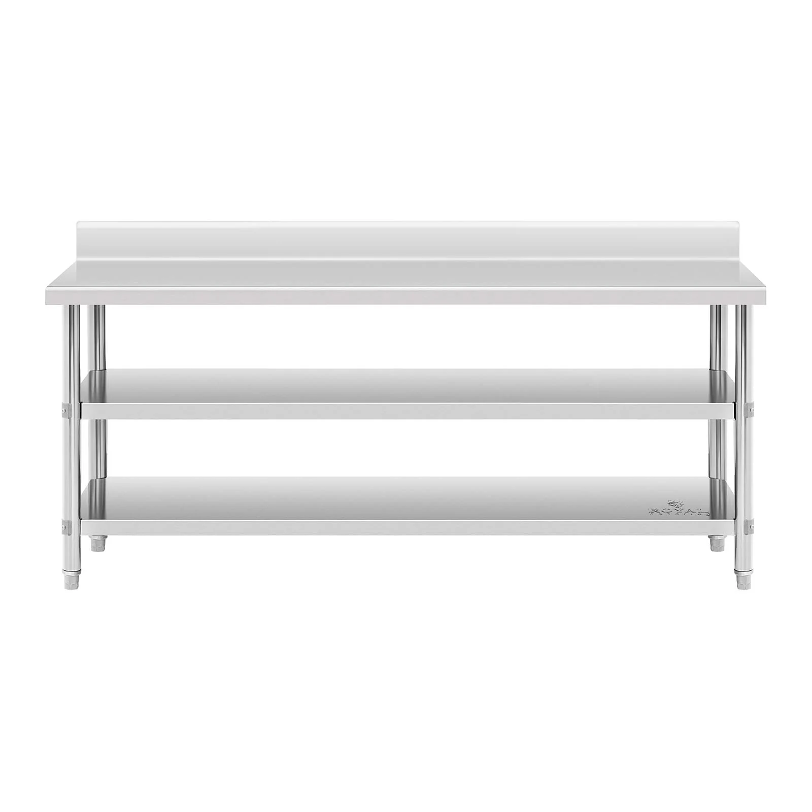 Table de travail acier inoxydable avec dosseret - 200 x 90 x 16.5 cm - 240 kg - 2 tablettes 14_0007309