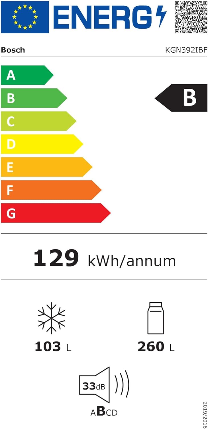 Bosch KGE39ALCA- Série 6, Réfrigérateur combiné pose-libre, 201 x 60 cm, Inox