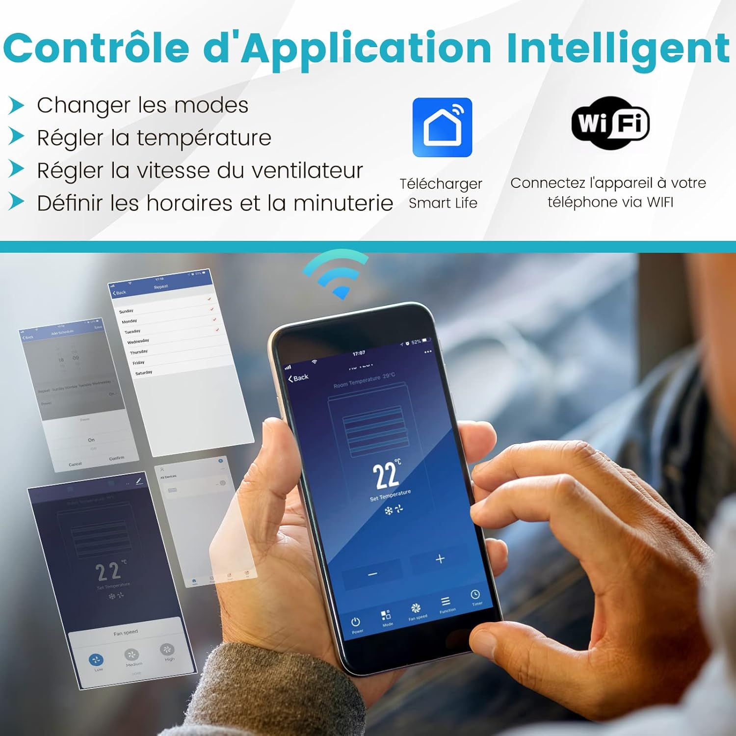 COSTWAY Climatiseur Mobile Silencieux 16000BTU, 5 EN 1,Refroidissement,Chauffage,Ventilateur,Déshumidificateur,Mode Nuit,Climatisation Rapide,Clim Mobile