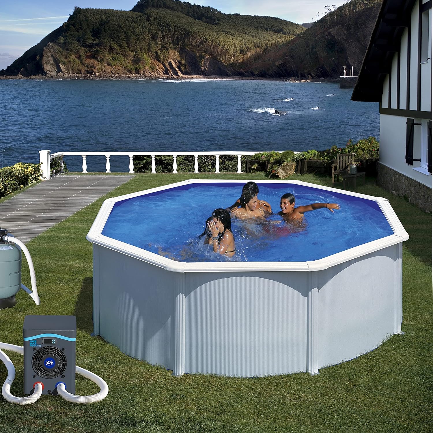 Gre HPM40 HPM40-Mini Pompe à Chaleur pour Piscine Hors Sol jusqu'à 40 m3, Noir
