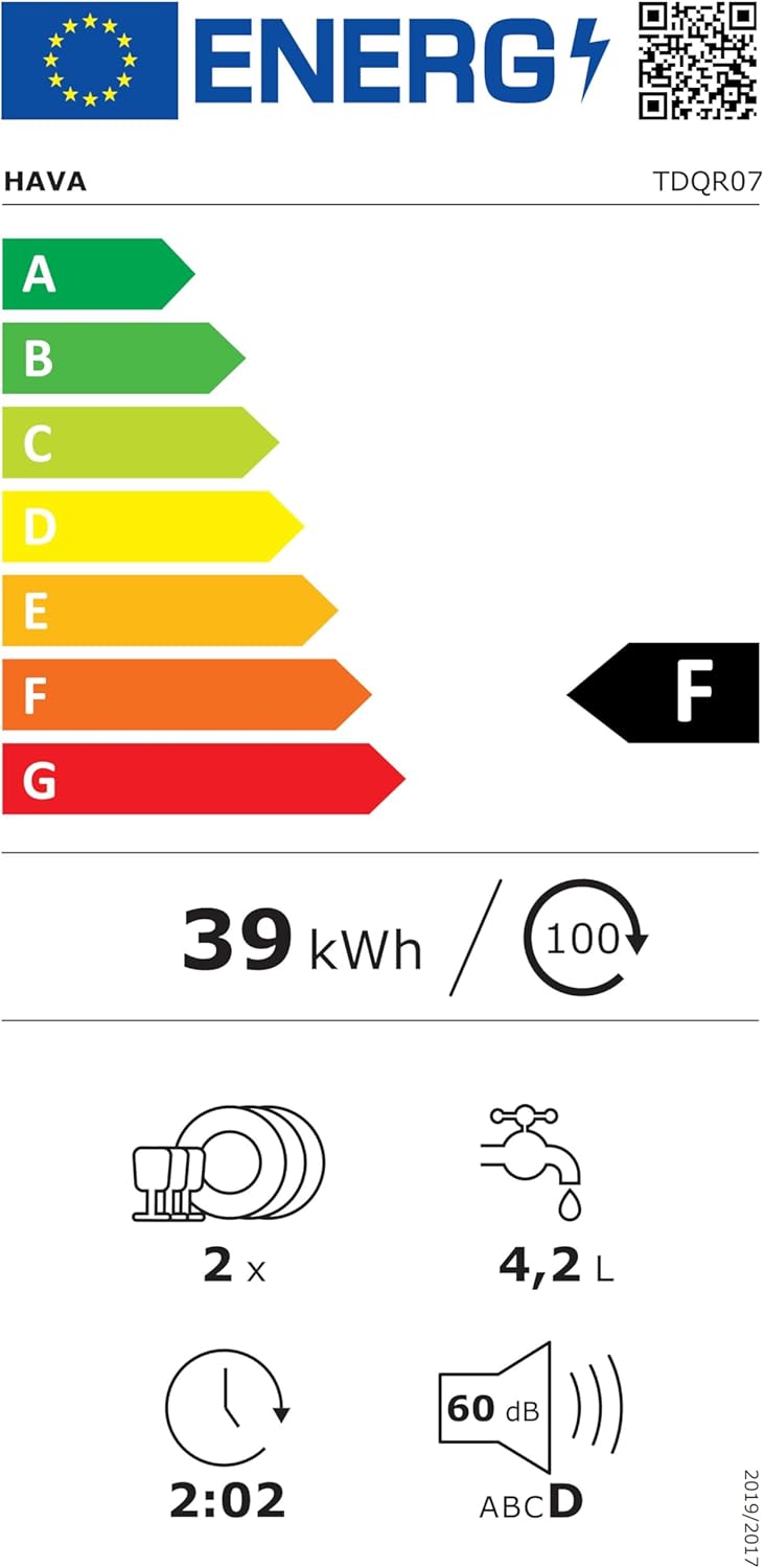 HAVA mini lave vaisselle, nouveau modèle amélioré 2024, 8 programmes de lavage, lave-vaisselle portable avec sécurité enfant et fonction de démarrage différé, réservoir d'eau de 5 L