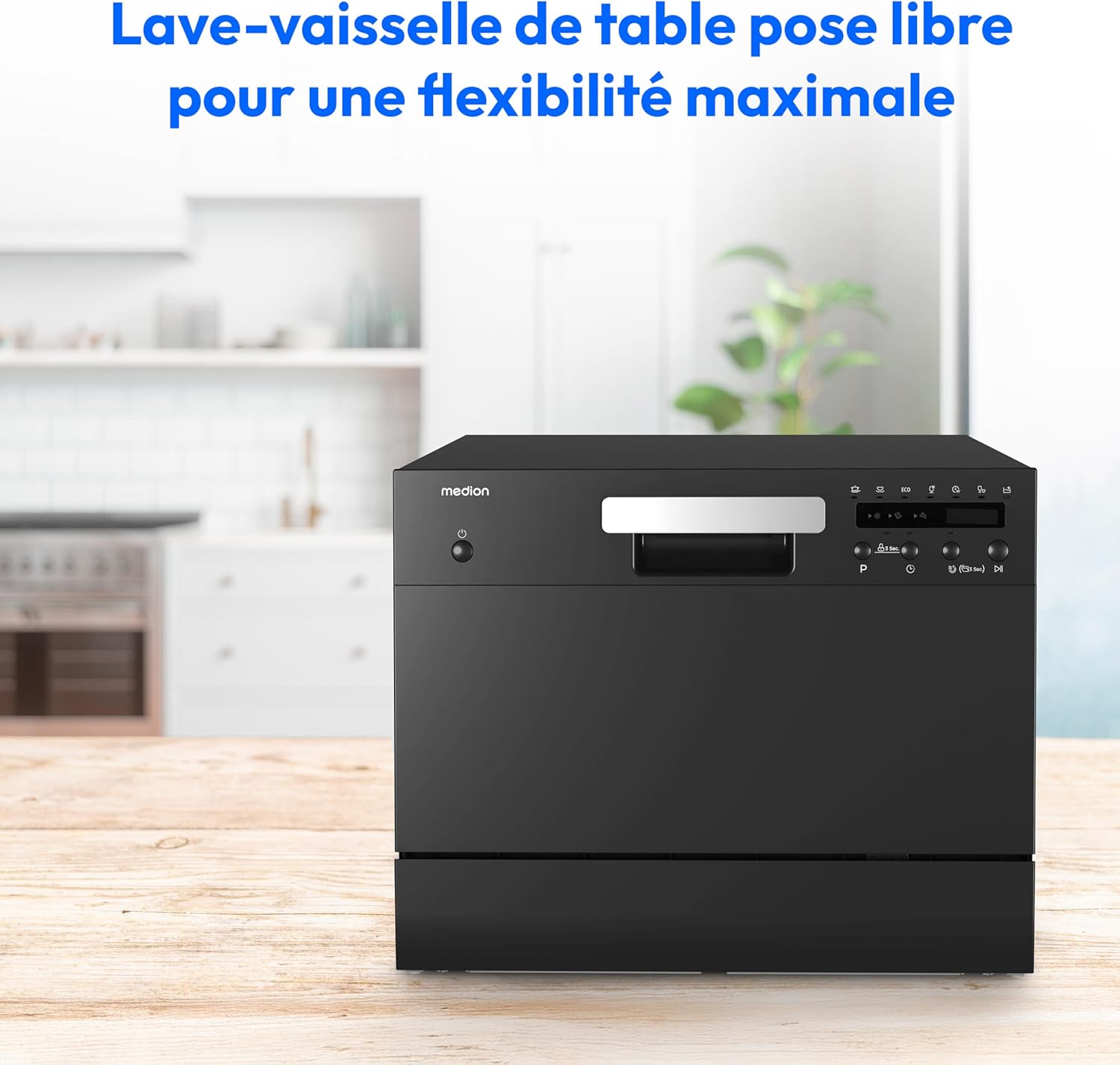 MEDION Lave-vaisselle de table (capacité 6 couverts, 7 programmes de nettoyage, affichage LED, 47 dB, MD37496) blanc