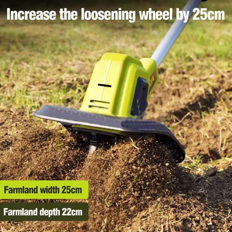 Cultivateur électrique portatif 20 V, cultivateur Rotatif de Jardin, désherbeur sans Fil, Coupe-Herbe Portable, Profondeur de Culture 22 cm, Largeur 25 cm, pour Jardin, parcelles de légumes