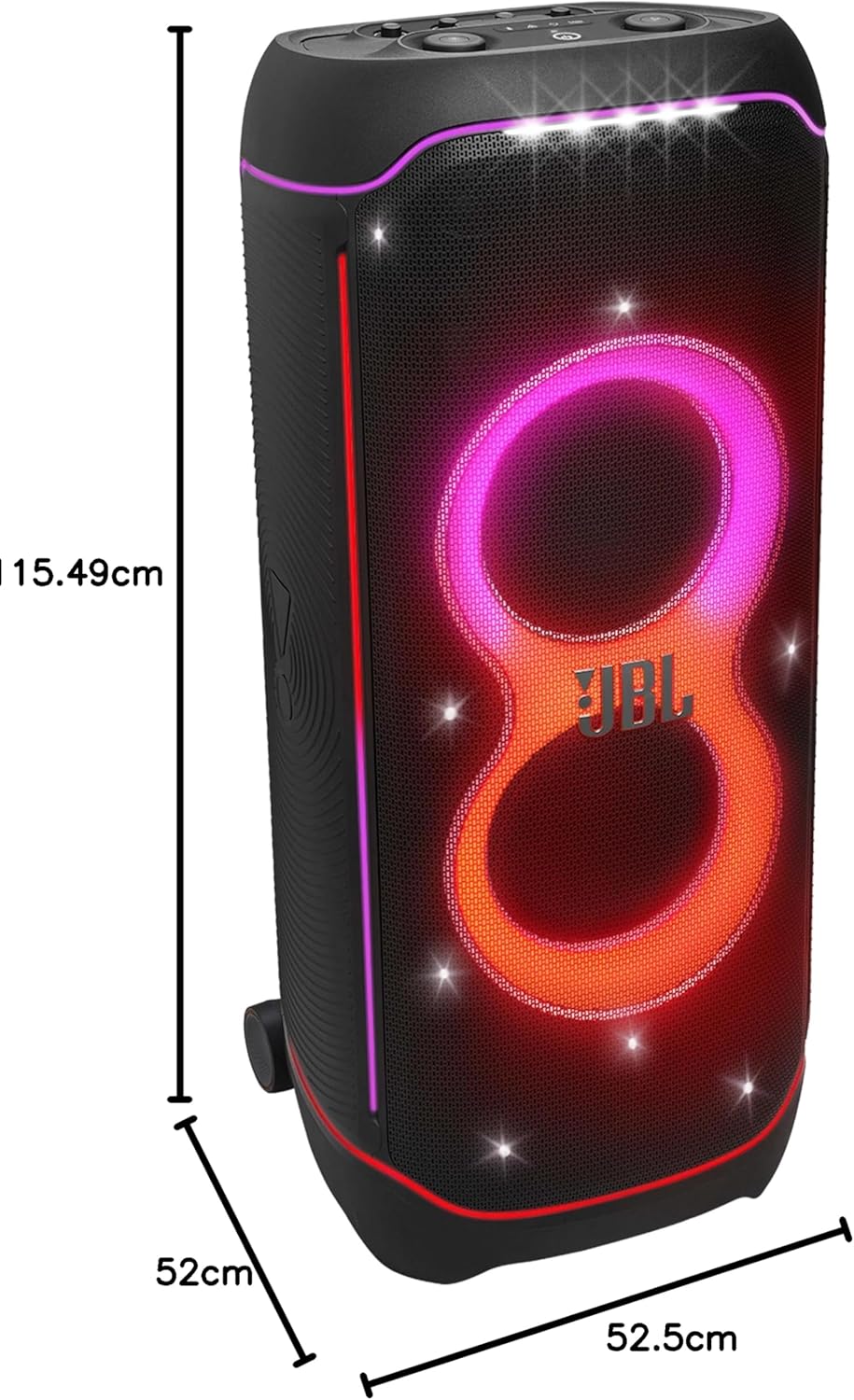 JBL PartyBox Club 120, Enceinte portable de soirée, poignée pliable ergonomique, jeu de lumières, 12 heures d'autonomie, résistante aux éclaboussures IPX4, noir, Prise européenne (Type C)