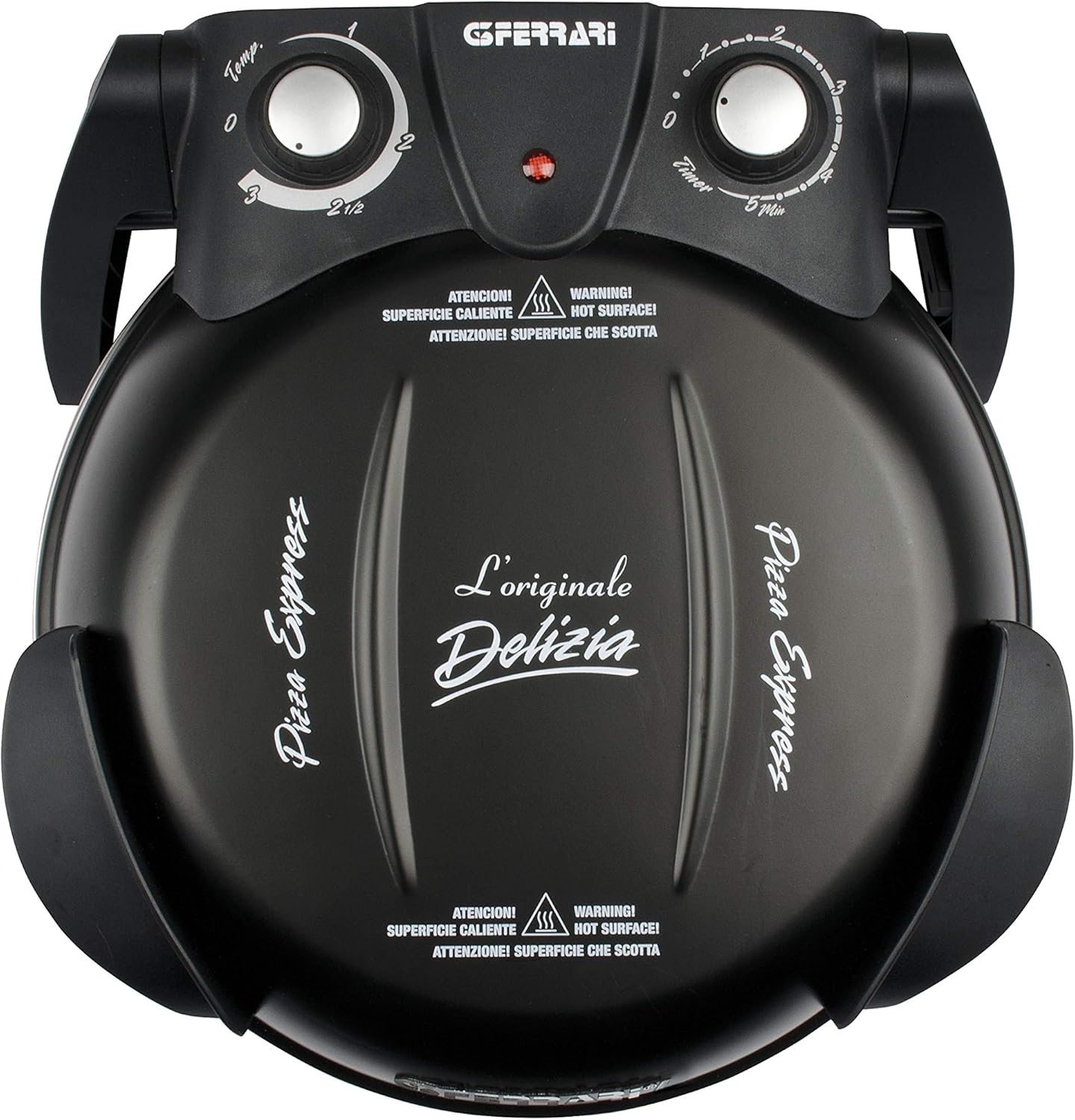 G3 Ferrari G10006 Pizza Exprimer Plaisir, Four Pizza, 1200 W, 400°C, Pierre Réfractaire (diamètre 31 cm), Minuteur 5', Livre de Recettes inclus, Noir