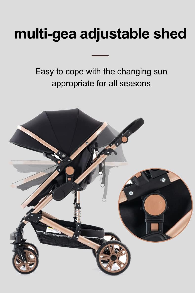 YAZOCO Poussette 3 en 1 Pliable Poussette Bebe Confort Moustiquaire, Couvre - Pieds, Porte - Gobelet, Coussin Poussettes et Landaus