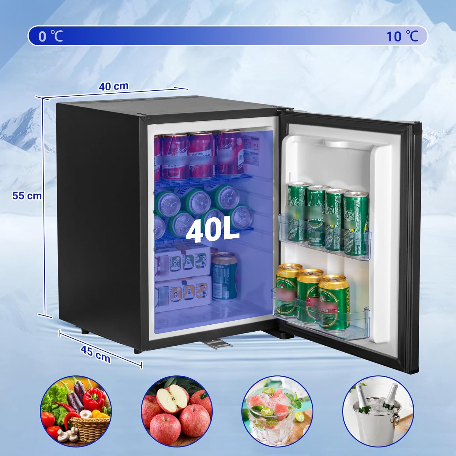 SMETA Frigo 12V, Réfrigérateur Camping 12V 220V 40L, Frigo Caravane, Mini Frigo de Chambre, Frigo 12V Camping Car, Réfrigérateur pour Voiture, Van, Fourgon, Bureau, Gîte - Noir