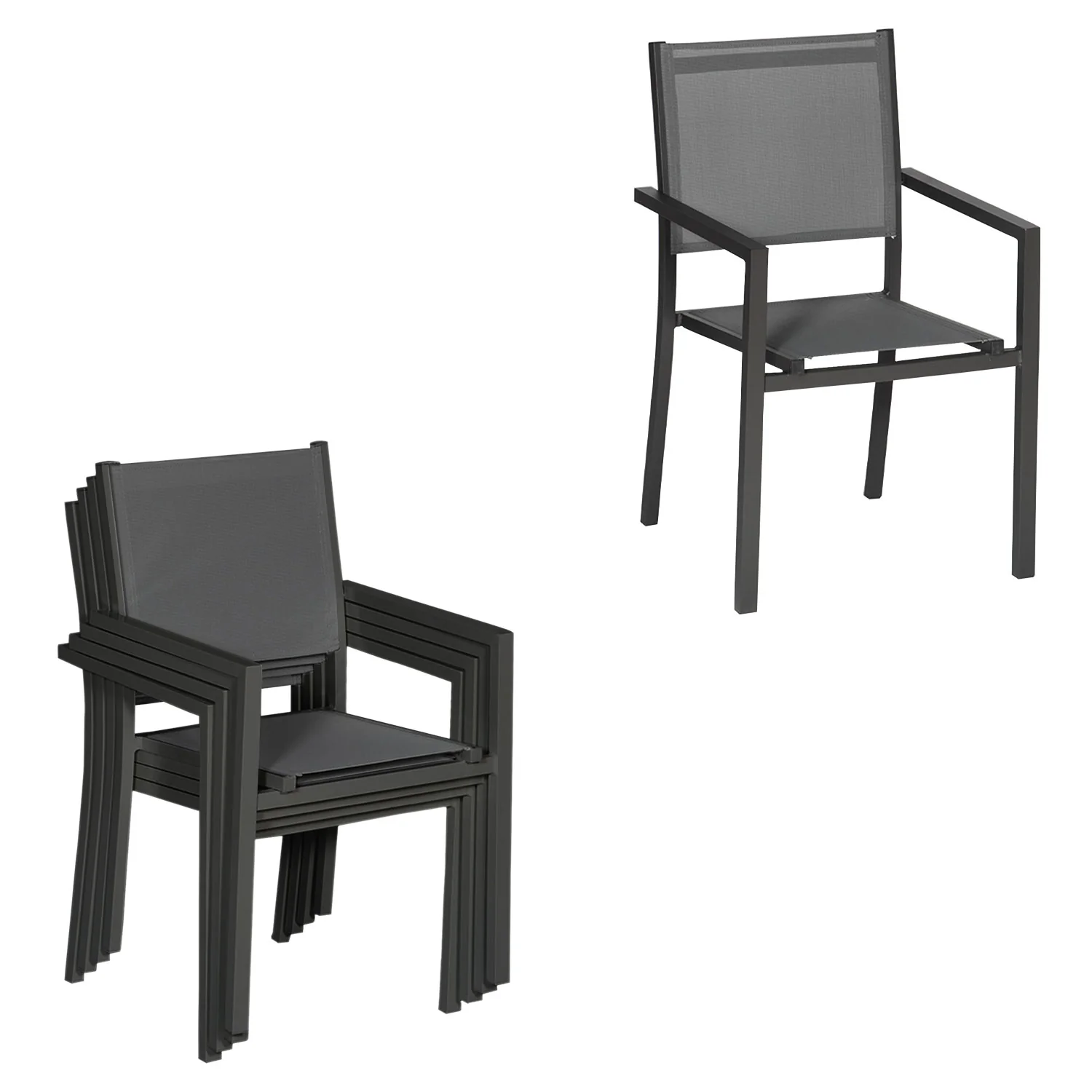 Salon de jardin extensible 10 places de 140/200cm en textilène gris - aluminium anthracite VENEZIA Happy Garden