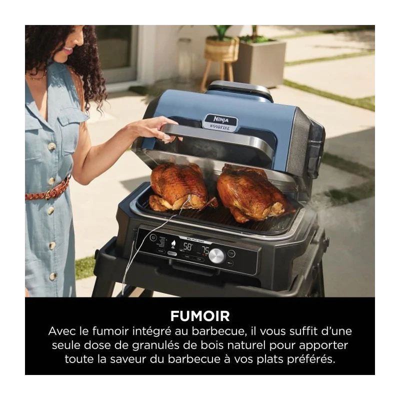 Barbecue électrique Avec Fumoir Et Thermosonde - Ninja - Woodfire Pro Connect Xl - Og901eu - Granulés Woodfire Ninja