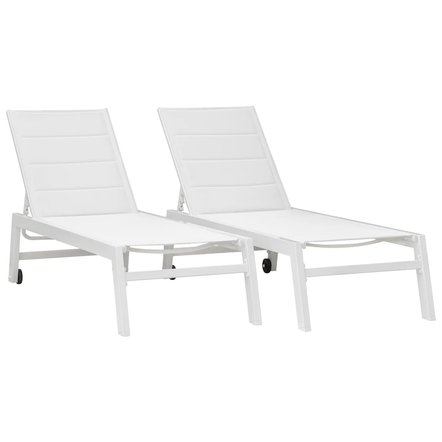 Lot de 2 bains de soleil BARBADOS en textilène blanc - aluminium blanc Happy Garden