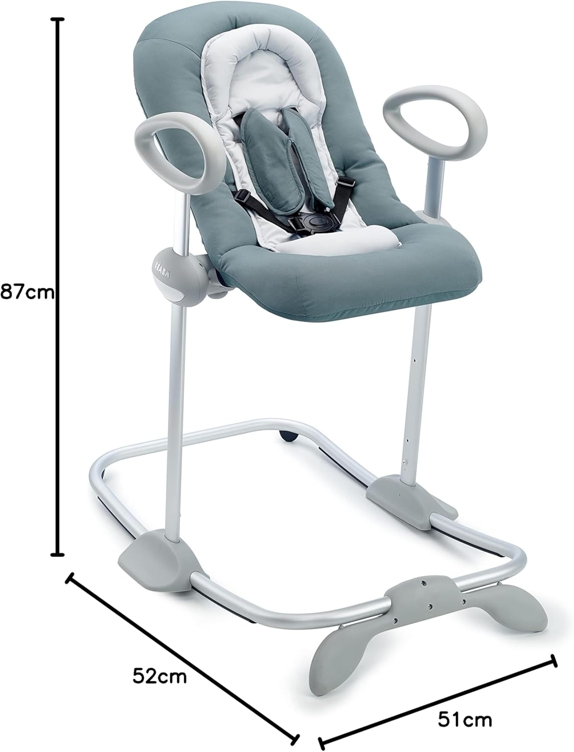 Béaba, Transat Up & Down IV, Transat Réglable en Hauteur, Unisexe pour Bébé et Enfants, 3 Positions d'Inclinaison, Harnais Sécurité 5 Points, Réducteur de Naissance, Gris minéral et miel