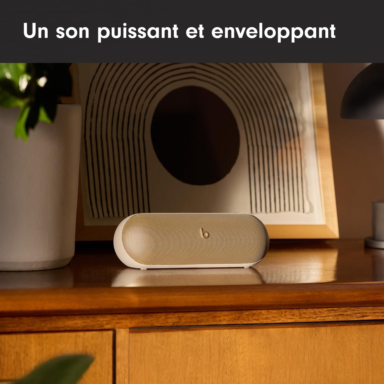 Beats Pill – Enceinte sans Fil Bluetooth et Recharge Mobile Via USB-C – Jusqu'à 24 Heures d'autonomie, résistance à l'eau (IP67), compatibilité Apple et Android, Microphone intégré – Champagne