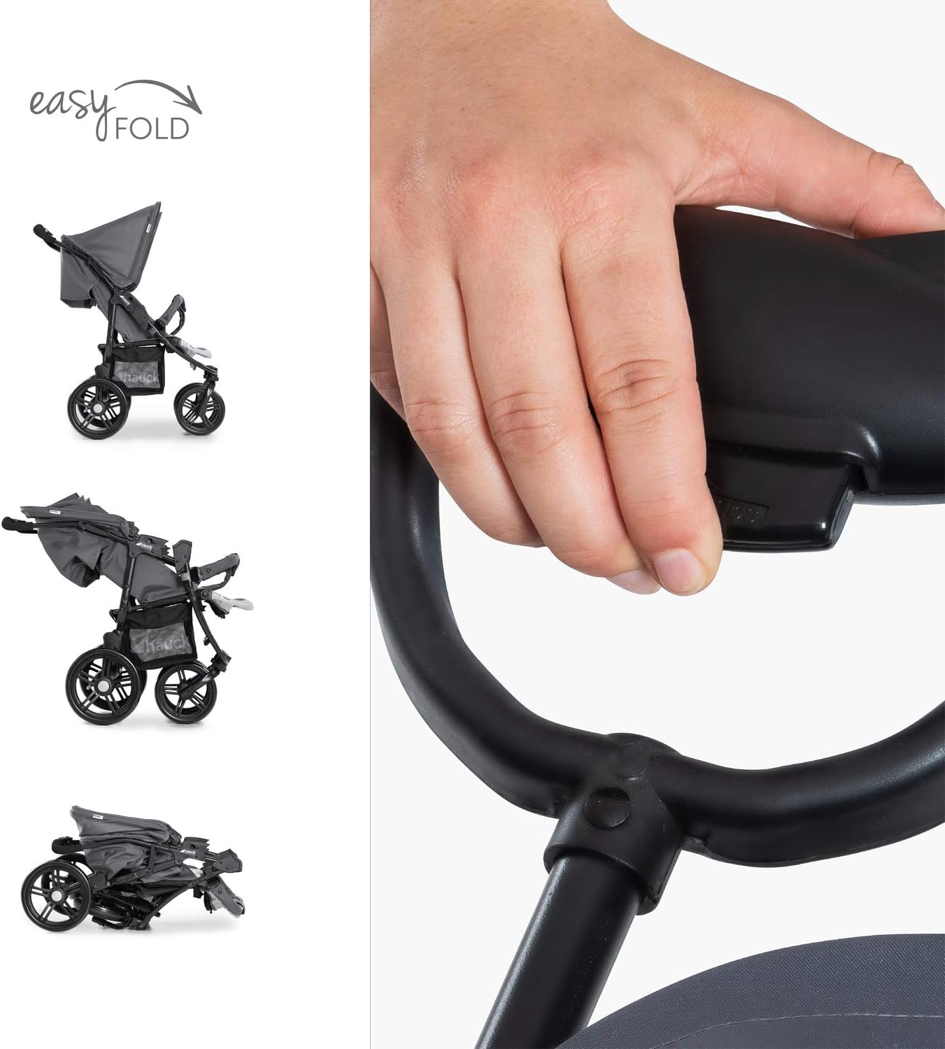 hauck Poussette Double Roadster Duo SLX, de la Naissance à 15 kg Chacun (env 3 Ans), Inclinable, Pliable, Compact, Panier XL, Grandes Roues, Gris Argenté