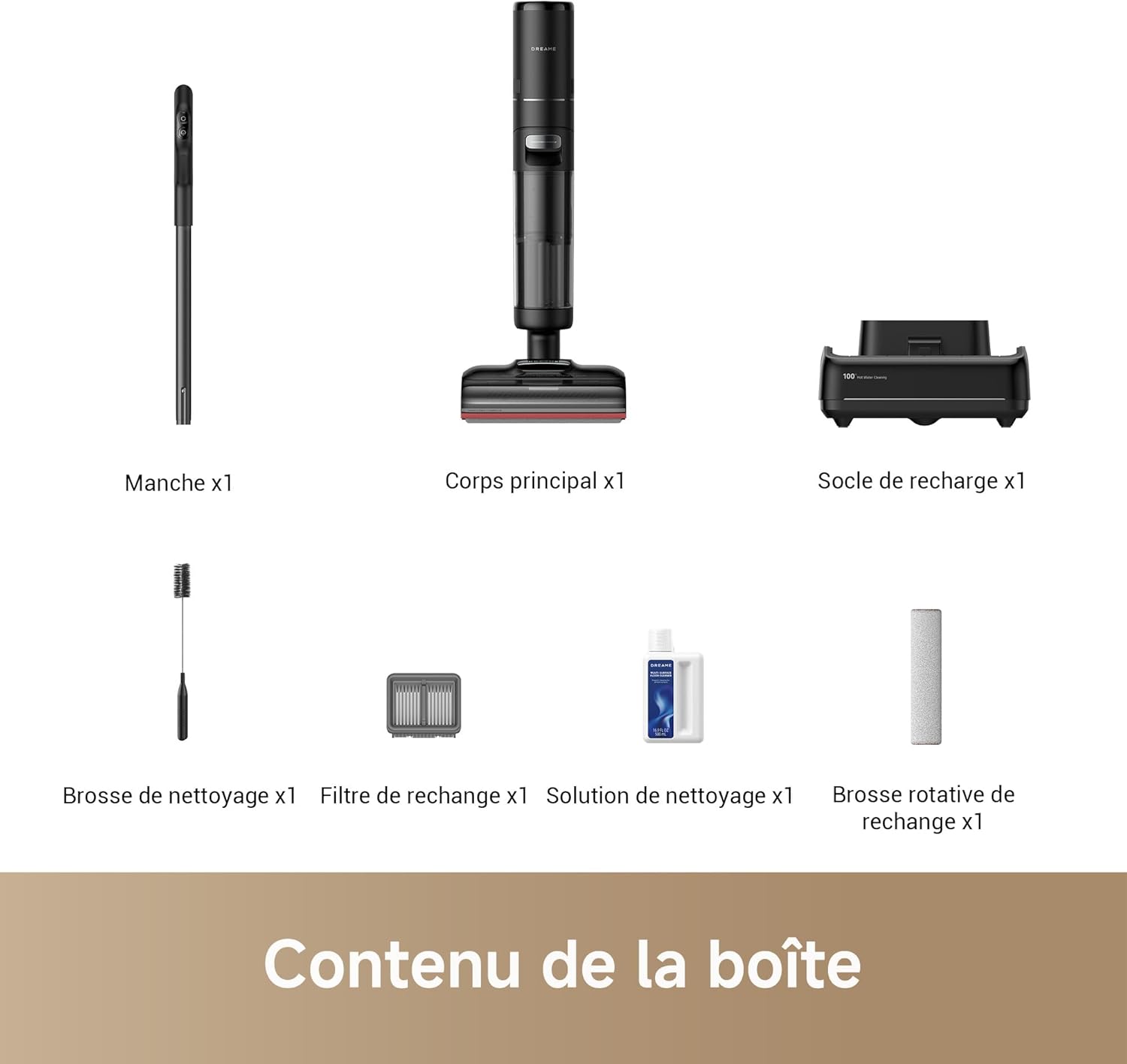 DREAME H14 Pro Aspirateur Laveur Sec Et Humide, Design Plat à 180°, Nettoyage de la Brosse à 60 °C, Séchage en 5min, Distribution Automatique de la Solution, Contrôle par Application, 18 kPa