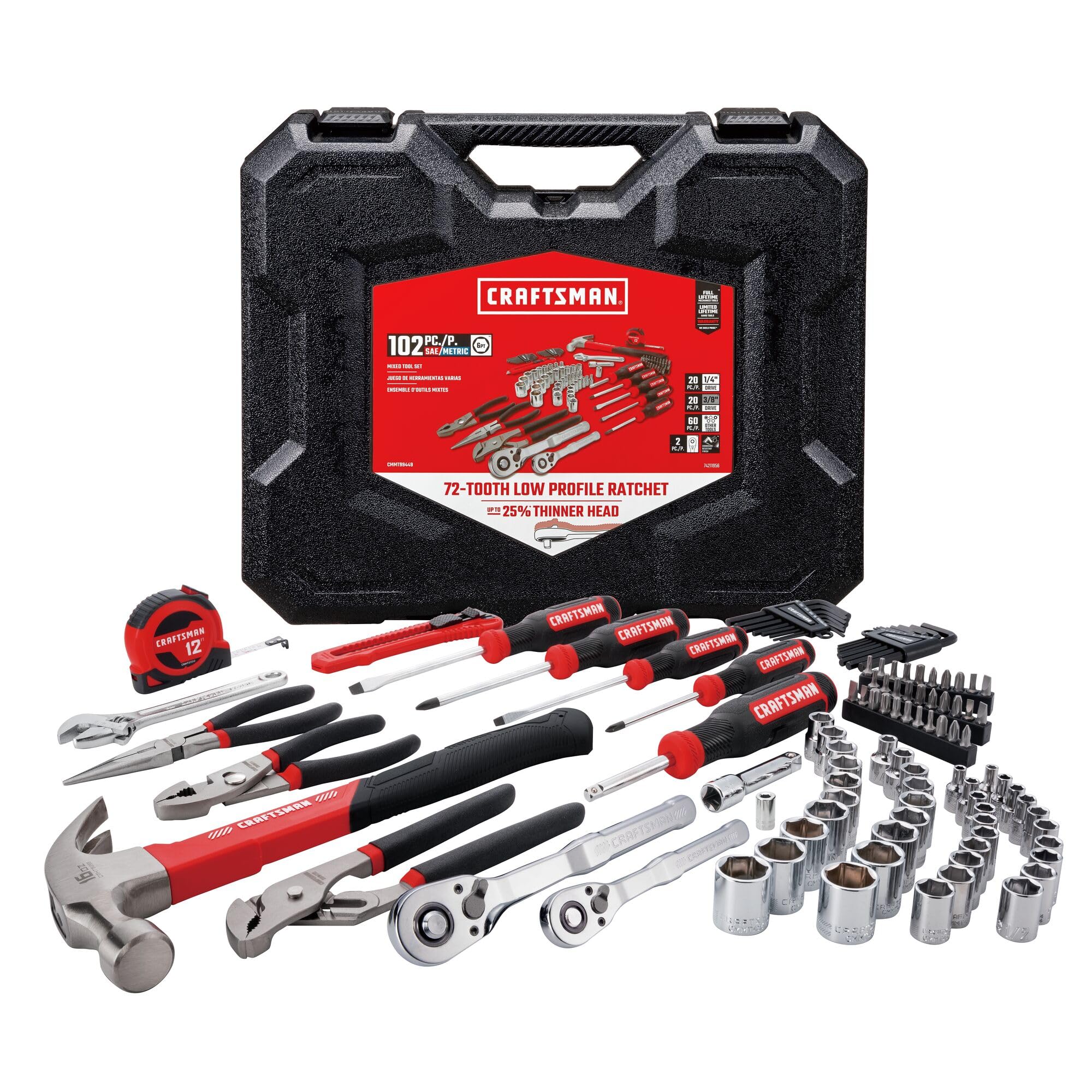 CRAFTSMAN 102-Piece Tool Kit for Home and Car with SAE/Metric Sockets