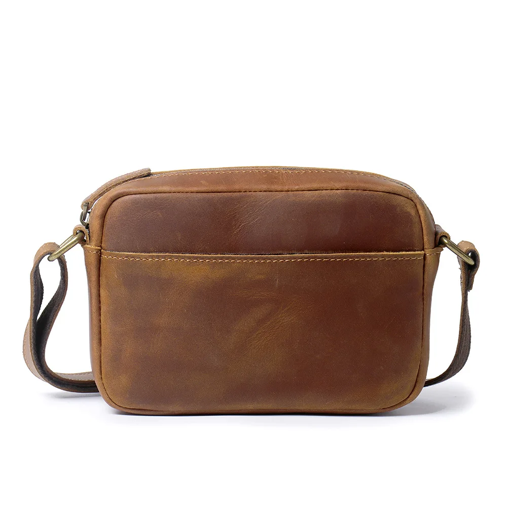 YH3247 Crazy Horse Leather Men's Shoulder Bag Retro Simple Head Layer Cowhide Leather Crossbody Bag