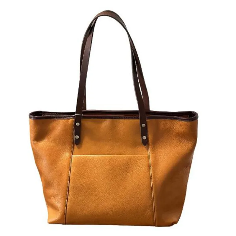 Shoulder big bag Shopping bag head layer cowhide bag 2024 Fall/winter leather women's bag Weekend trip shopping bag cowhide