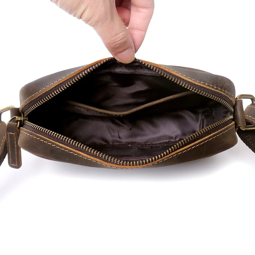 YH3247 Crazy Horse Leather Men's Shoulder Bag Retro Simple Head Layer Cowhide Leather Crossbody Bag