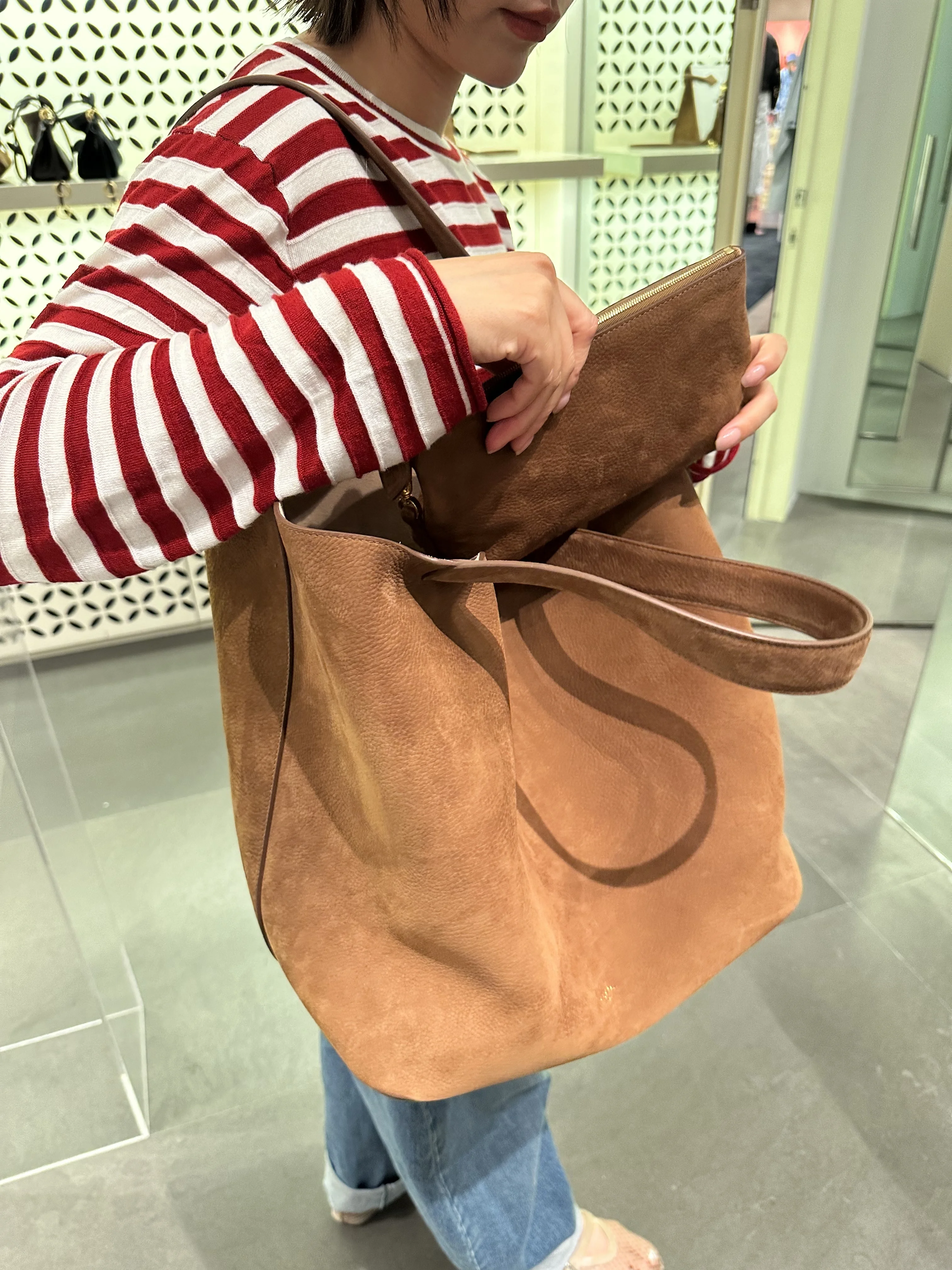 Exclusive custom sliding velvet cowhide leather handbag for Tote portable shopping bag in summer 2025